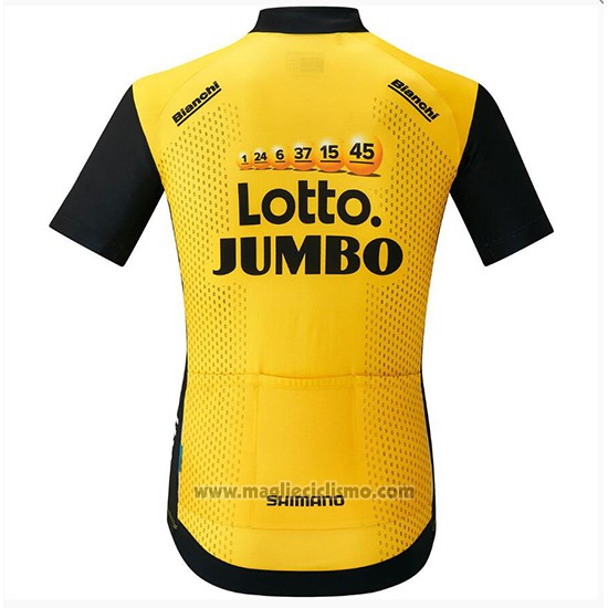 2018 Abbigliamento Ciclismo Lotto NL Jumbo Giallo e Nero Manica Corta e Salopette